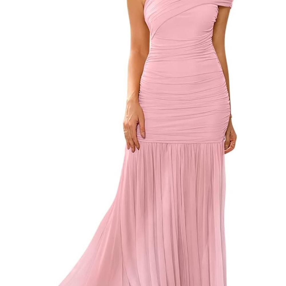Elegant Pink One-Shoulder Dress